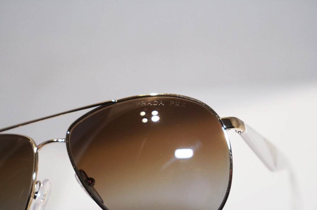 PRADA Mens Designer Polarized Sunglasses White Aviator SPR 53Q ZVN-6E1 15603