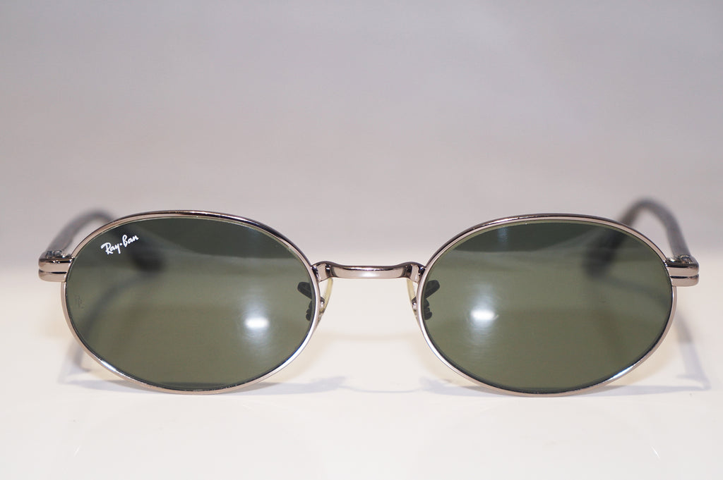 RAY-BAN 1990 Vintage Mens Designer Sunglasses Silver Oval W2187 00AW 15396