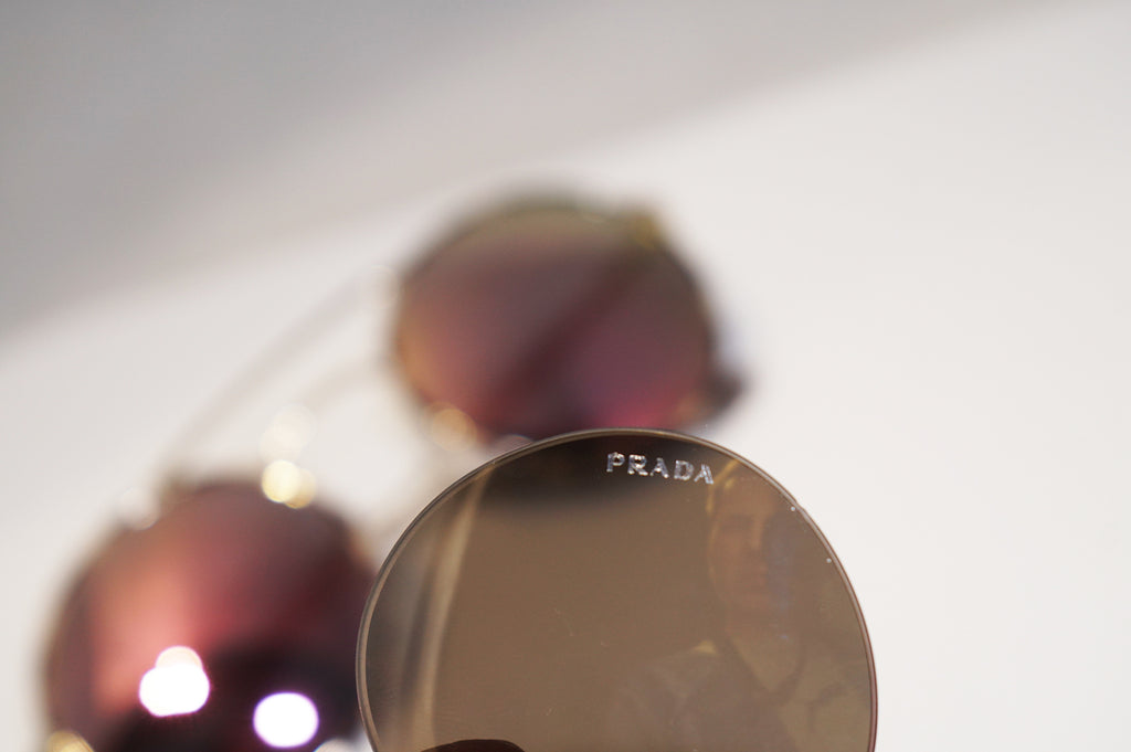 PRADA Womens Designer Mirror Sunglasses Gold Round SPR 51S UAO-1C0 15153