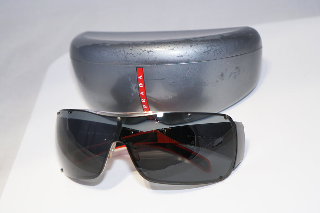 PRADA Mens Designer Sunglasses Black Shield SPS 53H 1BC-1A1 15707