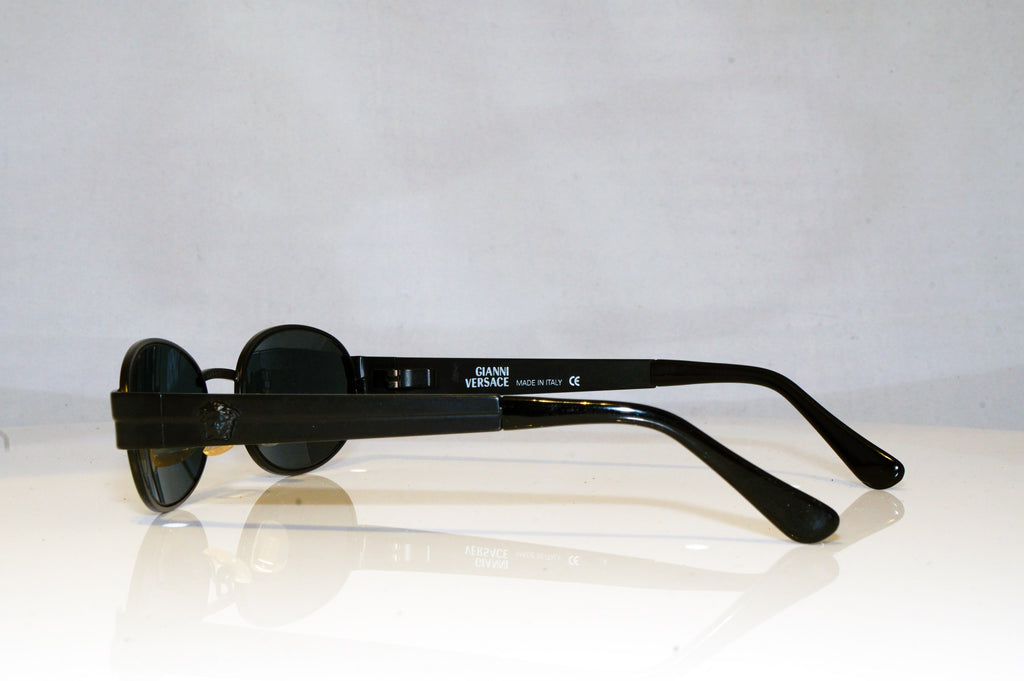 GIANNI VERSACE Mens Vintage 1990 Designer Sunglasses Black Rectangle 028 17649