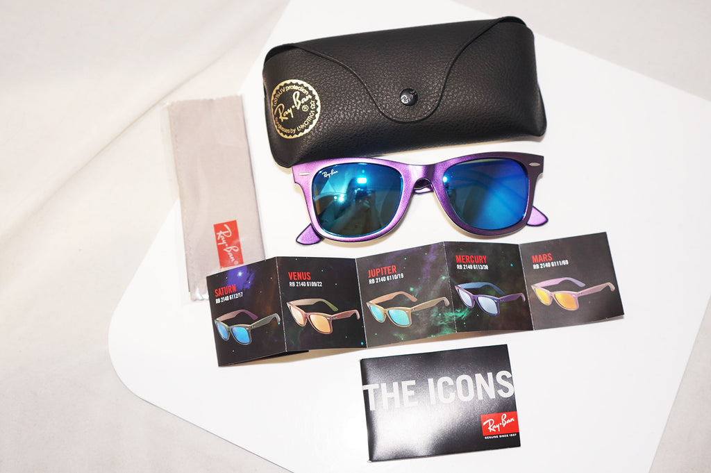 RAY-BAN Mens Designer Mirror Cosmic Sunglasses Mercury Wayfarer RB 2140 15433