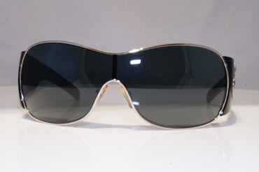 PRADA Womens Oversized Sunglasses Black Shield ICONIC CREST SPR 58I 1BC1A1 21861