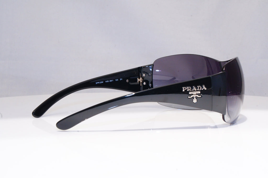 PRADA Mens Womens Unisex Designer Sunglasses Black Shield SPR 22M 1AB-3M1 18413