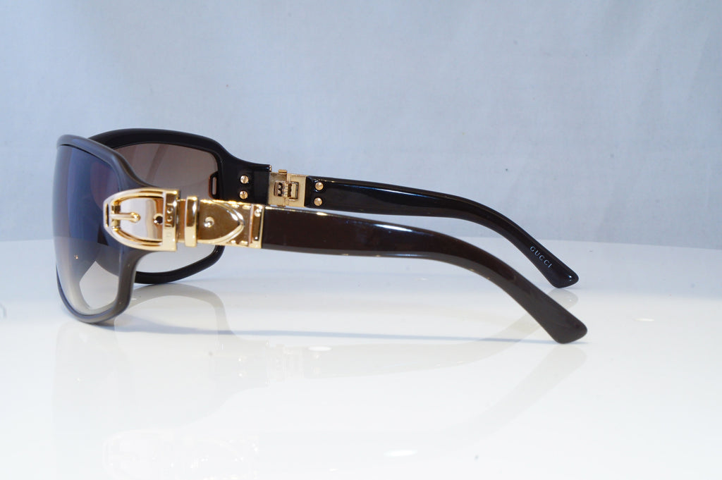 GUCCI Womens Designer Sunglasses Brown Shield GOLD BUCKLE GG 2590 BMDDR 20897