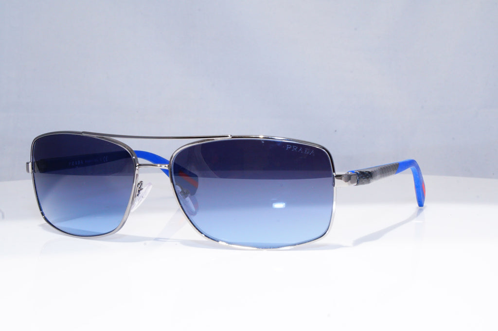 PRADA Mens Designer Sunglasses Blue Rectangle SPS 50O 5AV-5I1 17900