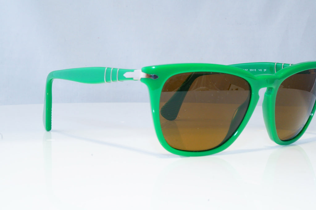 PERSOL Mens Womens Polarized Designer Sunglasses Green Square 3024 959/57 20904