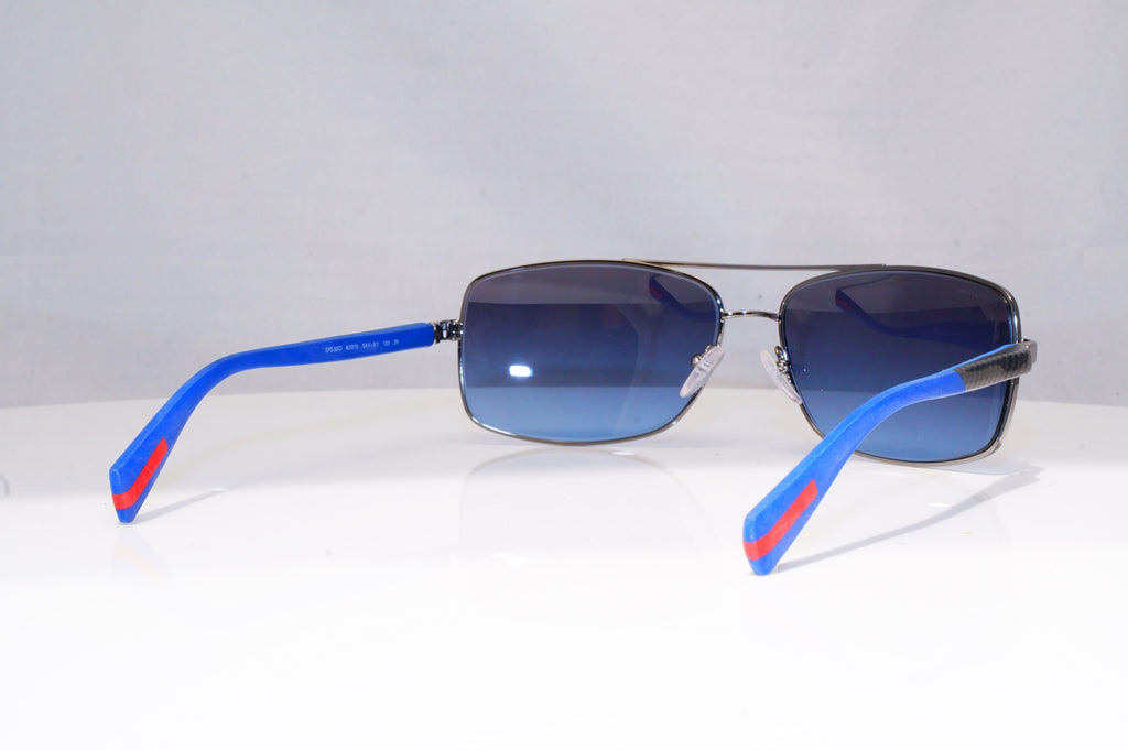 PRADA Mens Designer Sunglasses Blue Rectangle SPS 50O 5AV-5I1 17900