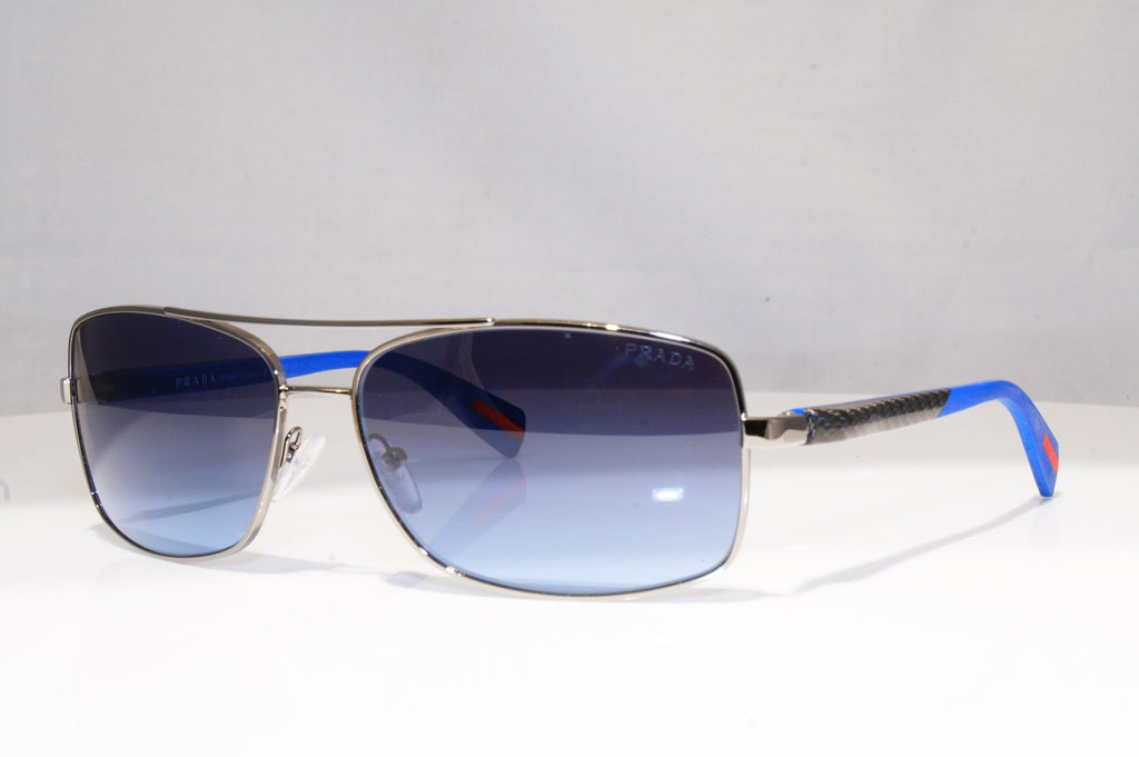 PRADA Mens Designer Sunglasses Blue Rectangle SPS 50O 5AV-5I1 17900