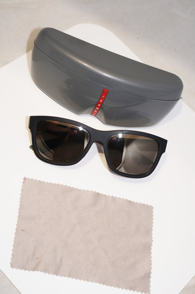 PRADA Mens Designer Sunglasses Black Square SPS 03Q DG0-1C0 15640