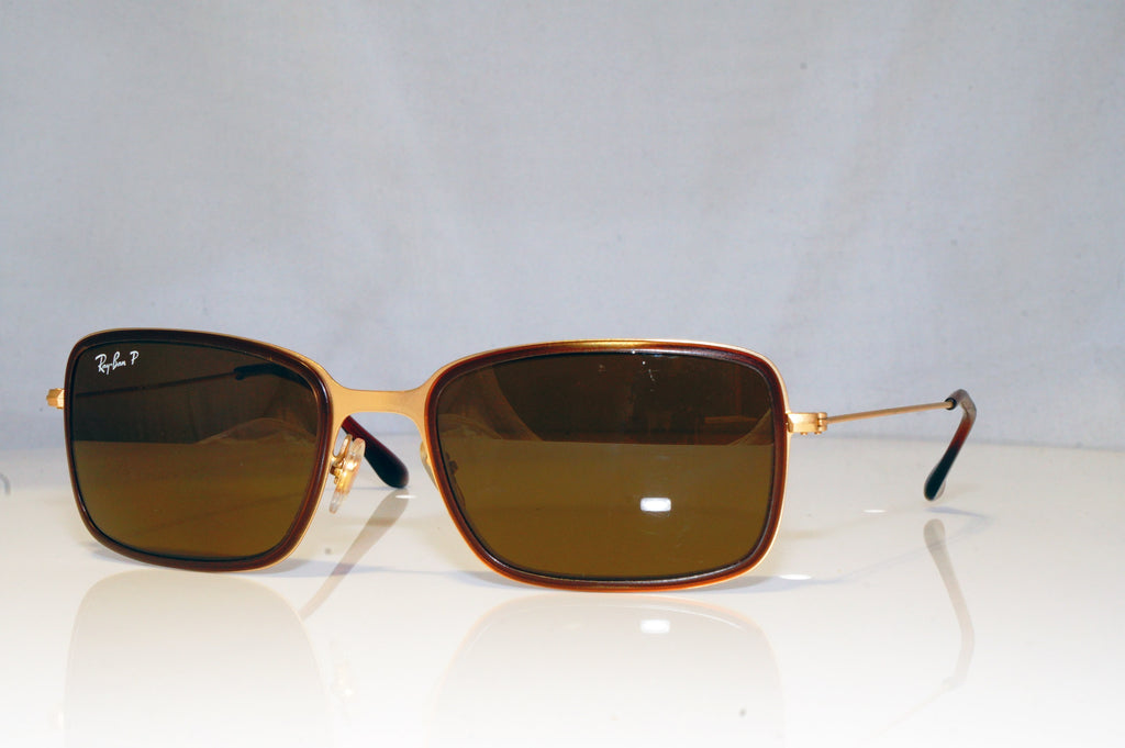 RAY-BAN Mens Polarized Designer Sunglasses Gold Rectangle RB 3514 149/83 15165