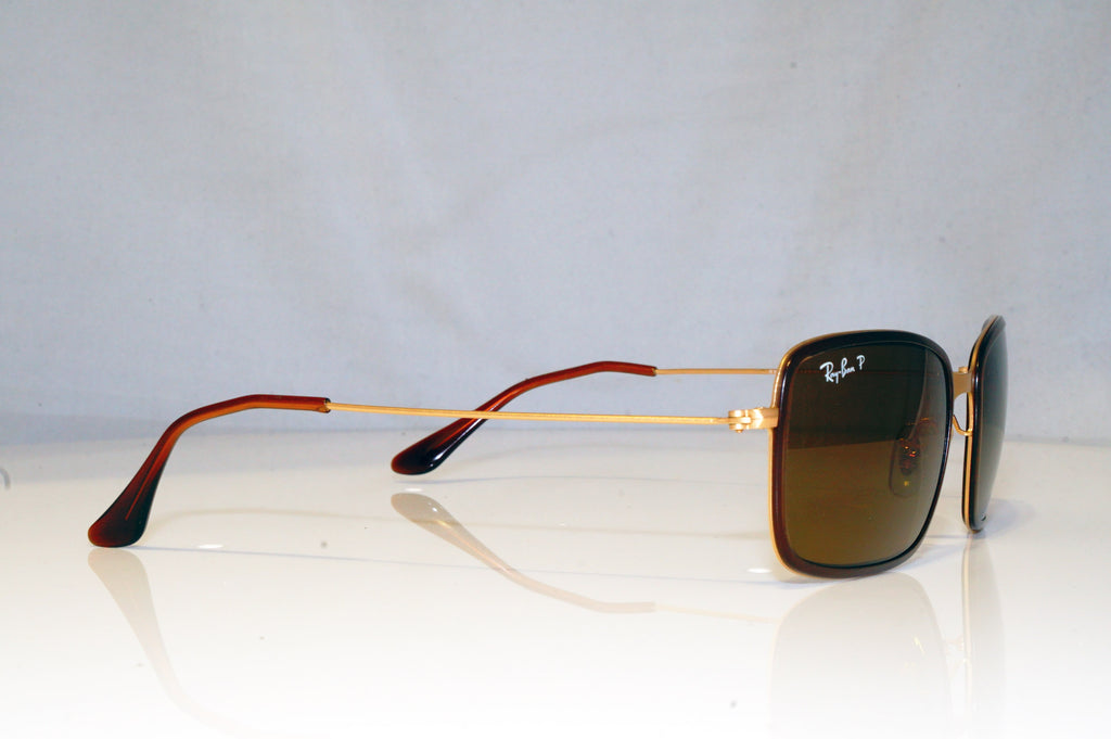 RAY-BAN Mens Polarized Designer Sunglasses Gold Rectangle RB 3514 149/83 15165