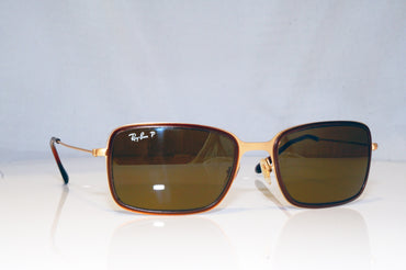 RAY-BAN Mens Polarized Designer Sunglasses Gold Rectangle RB 3514 149/83 15165