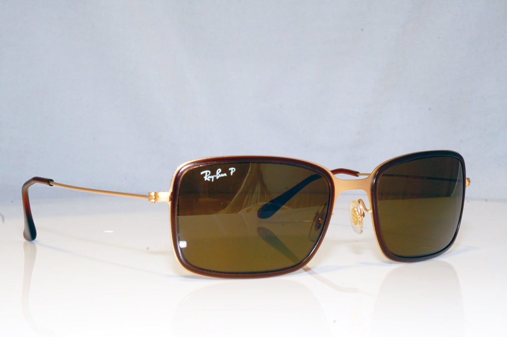 RAY-BAN Mens Polarized Designer Sunglasses Gold Rectangle RB 3514 149/83 15165