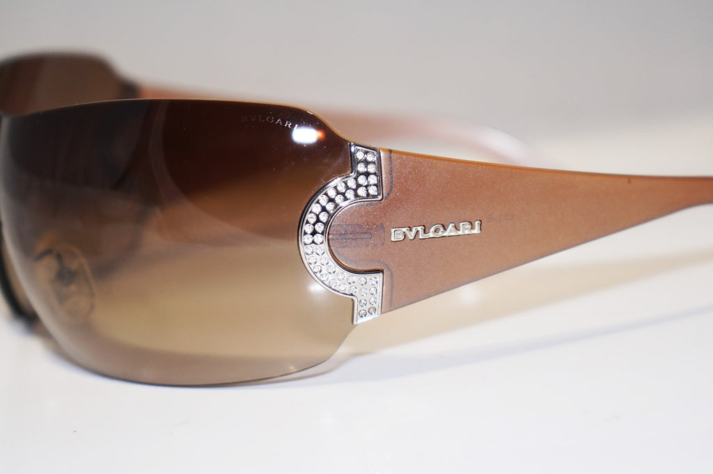 BVLGARI Womens Designer Crystal Sunglasses Brown Shield 653 945/13 15643