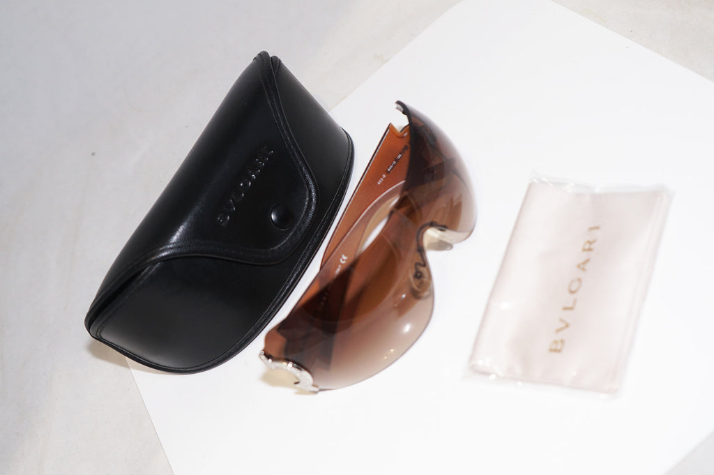 BVLGARI Womens Designer Crystal Sunglasses Brown Shield 653 945/13 15643