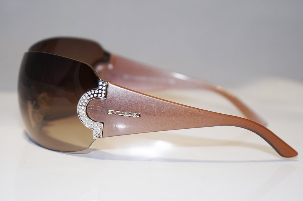BVLGARI Womens Designer Crystal Sunglasses Brown Shield 653 945/13 15643