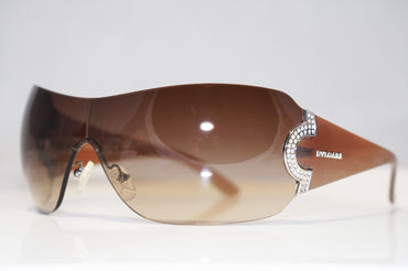 BVLGARI Womens Designer Crystal Sunglasses Brown Shield 653 945/13 15643