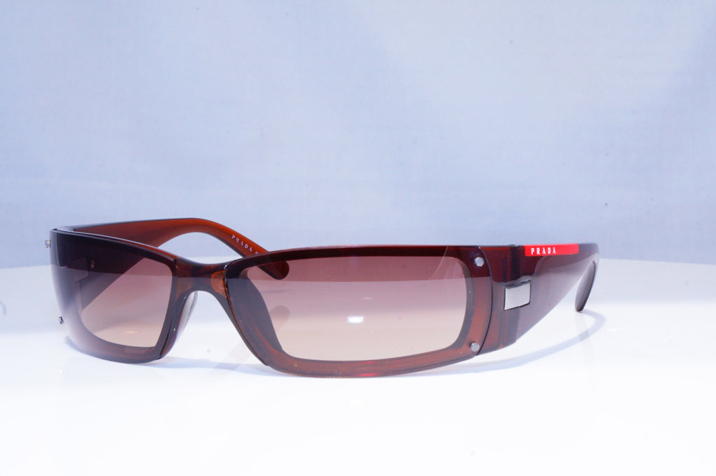 PRADA Mens Vintage Designer Sunglasses Brown Wrap SPS 06E 4AN-6S1 18758