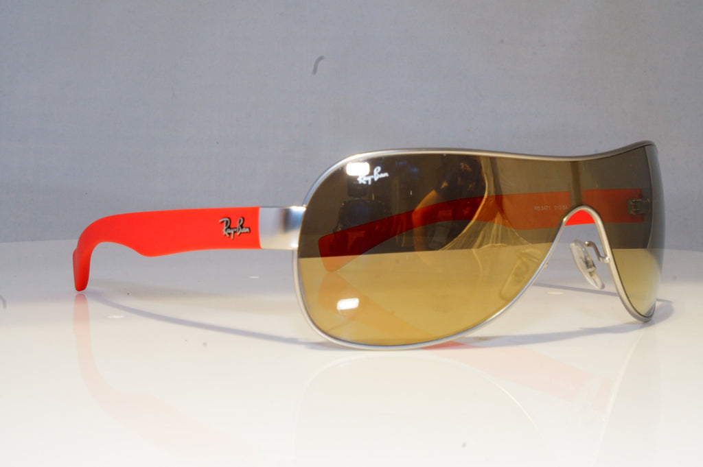 RAY-BAN Mens Womens Mirror Designer Sunglasses Silver Shield RB 3471 0195A 20580