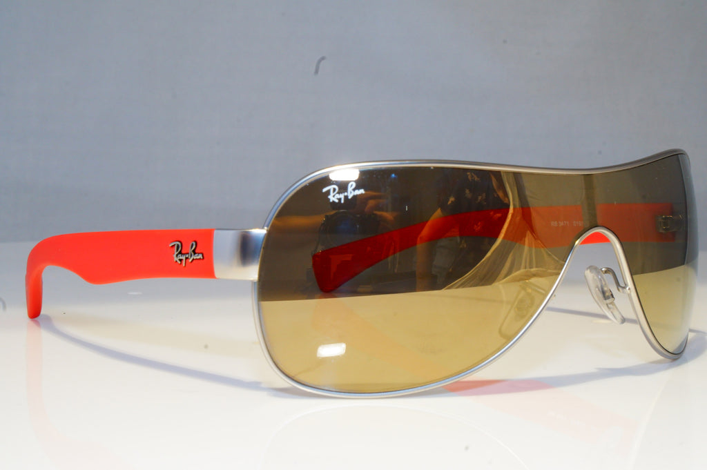 RAY-BAN Mens Womens Mirror Designer Sunglasses Silver Shield RB 3471 0195A 20580
