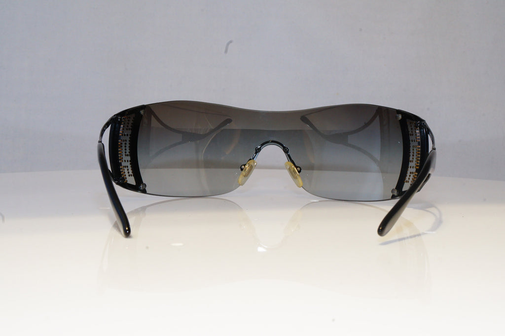VERSACE Womens Diamante Designer Sunglasses Black Shield 2058 1009/8G 20583