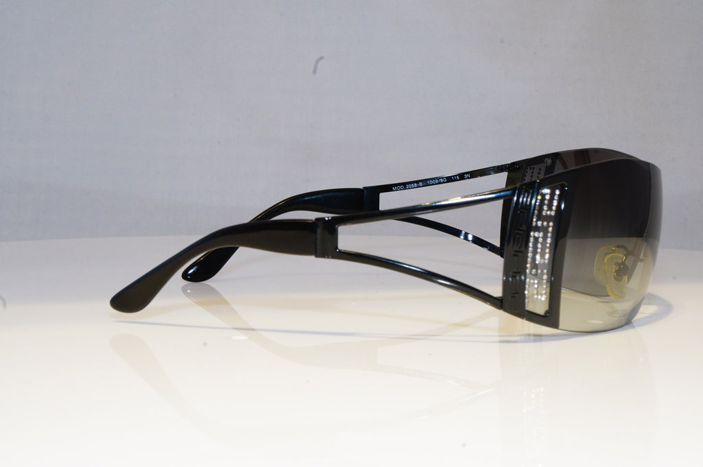 VERSACE Womens Diamante Designer Sunglasses Black Shield 2058 1009/8G 20583