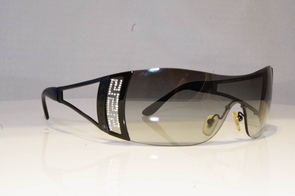 VERSACE Womens Diamante Designer Sunglasses Black Shield 2058 1009/8G 20583