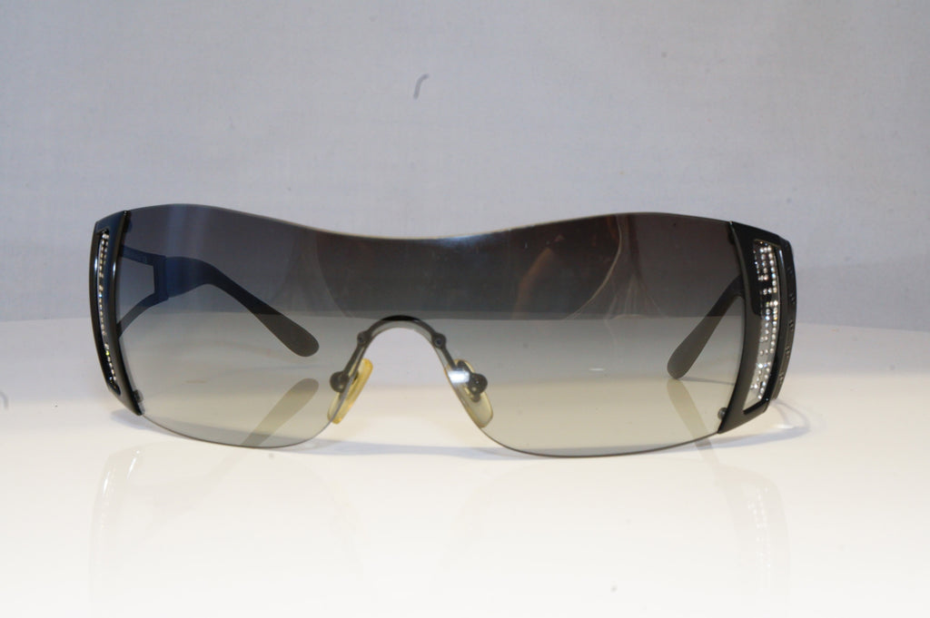 VERSACE Womens Diamante Designer Sunglasses Black Shield 2058 1009/8G 20583