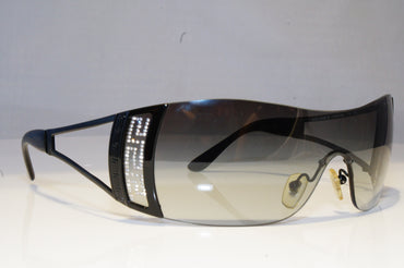 VERSACE Womens Diamante Designer Sunglasses Black Shield 2058 1009/8G 20583