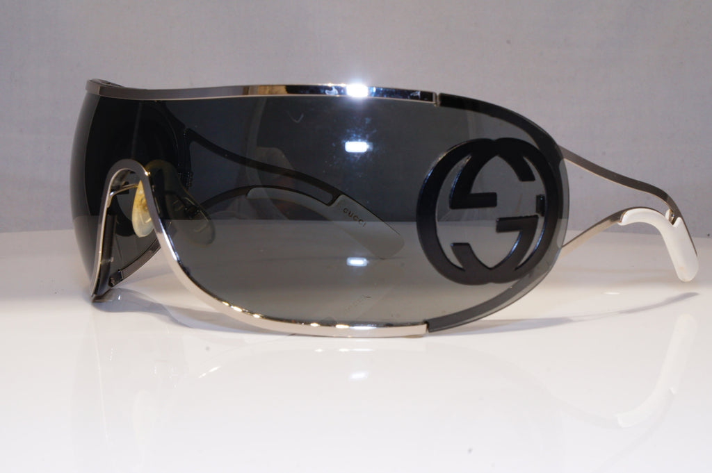 GUCCI Mens Womens Oversized Sunglasses Silver Shield SKI GG 2799 005WH 22192