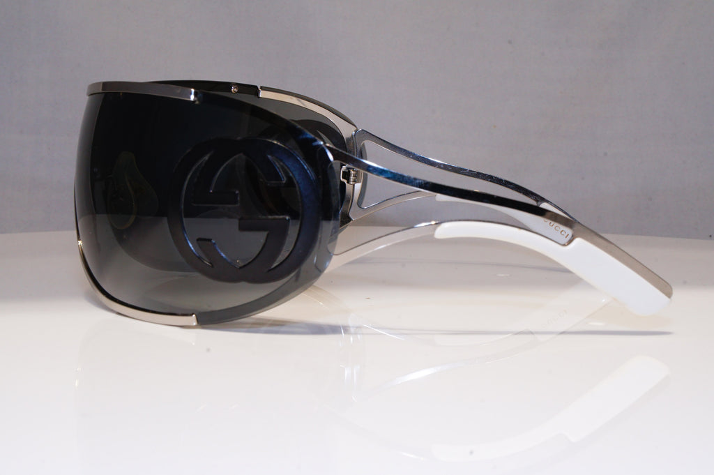 GUCCI Mens Womens Oversized Sunglasses Silver Shield SKI GG 2799 005WH 22192