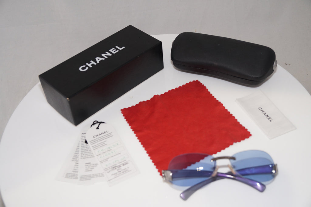 CHANEL Womens Boxed Vintage Designer Sunglasses Blue Rectangle 4037 168/72 20569