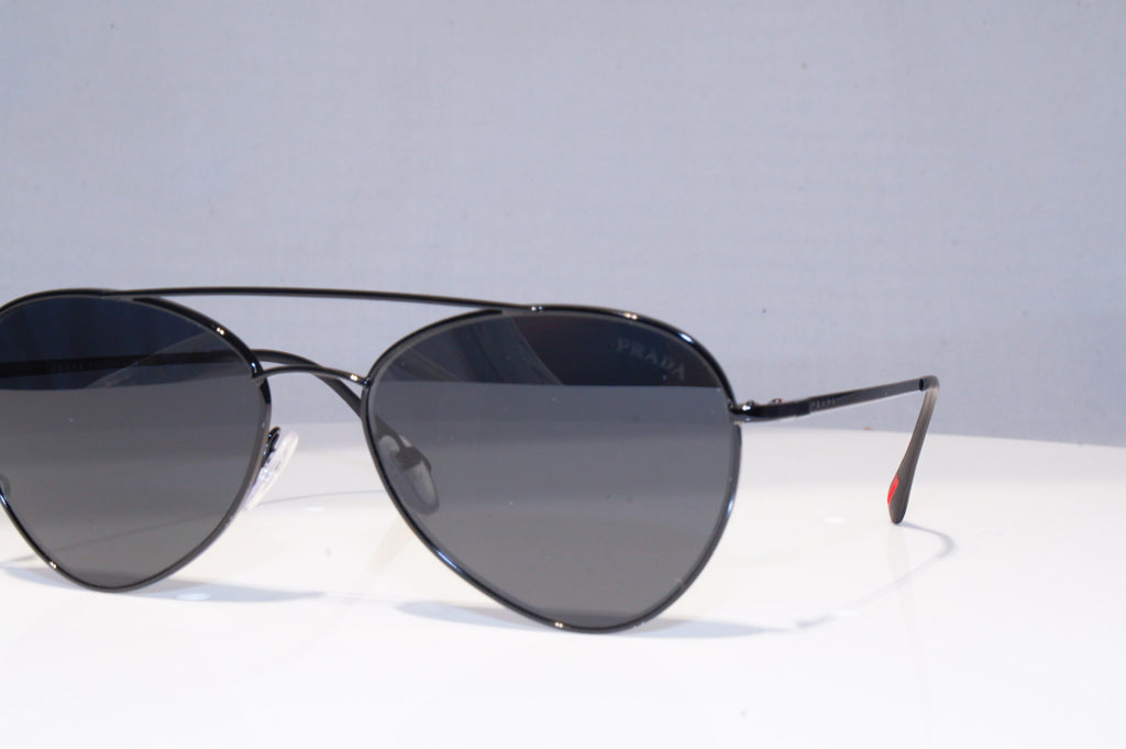 PRADA Mens Designer Sunglasses Black Pilot FLAT SPS 50S 7AX-5S0 18870