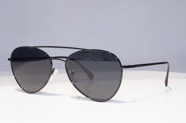PRADA Mens Designer Sunglasses Black Pilot FLAT SPS 50S 7AX-5S0 18870