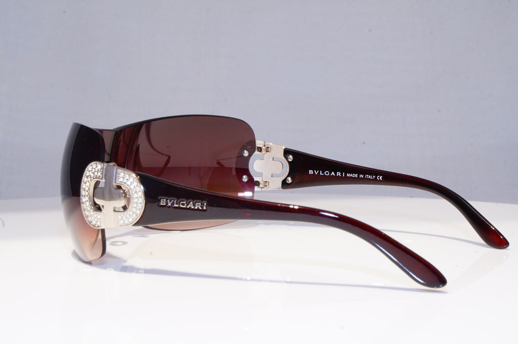 BVLGARI Womens Diamante Designer Sunglasses Brown Shield 8014-B 102/7N 18876