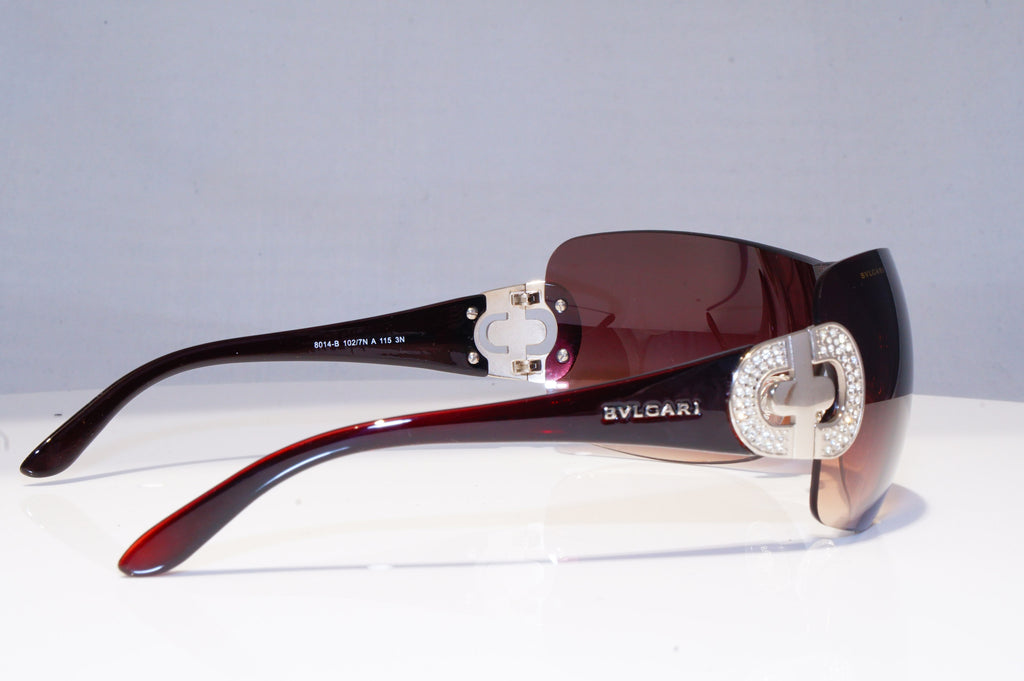 BVLGARI Womens Diamante Designer Sunglasses Brown Shield 8014-B 102/7N 18876