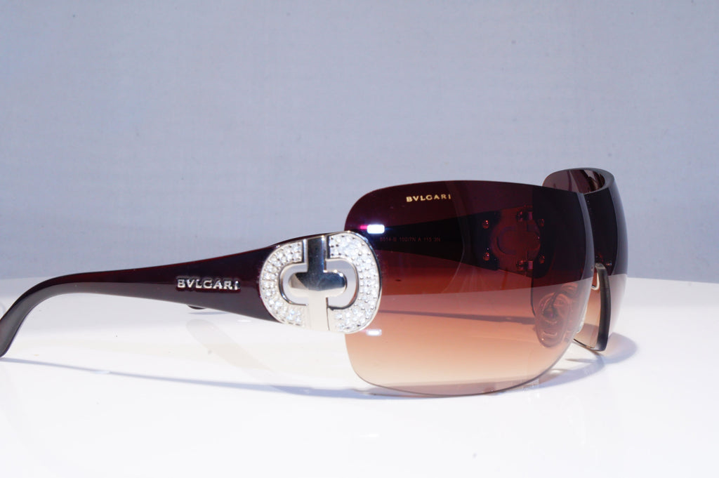 BVLGARI Womens Diamante Designer Sunglasses Brown Shield 8014-B 102/7N 18876