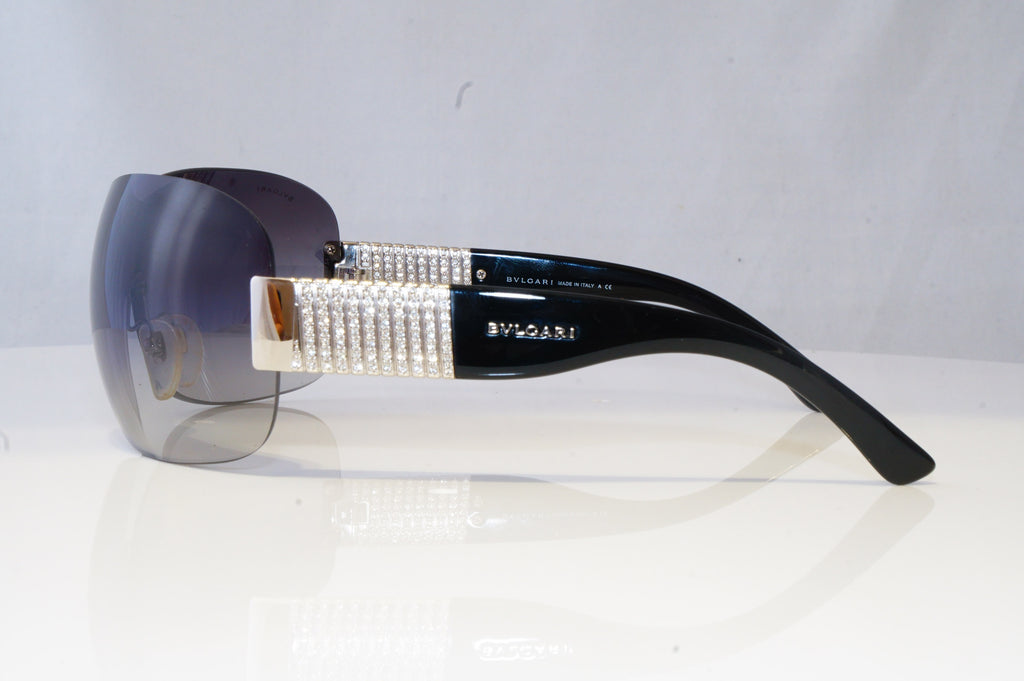 BVLGARI Womens Diamante Designer Sunglasses Black Shield 6030 102/8G 20408