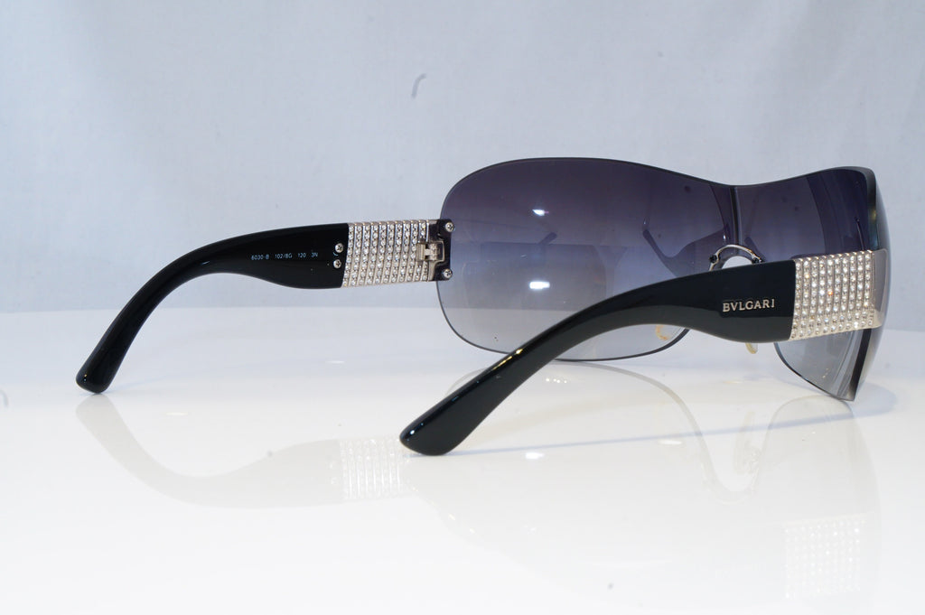 BVLGARI Womens Diamante Designer Sunglasses Black Shield 6030 102/8G 20408