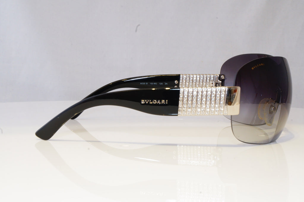 BVLGARI Womens Diamante Designer Sunglasses Black Shield 6030 102/8G 20408