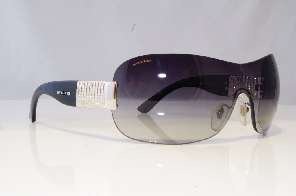 BVLGARI Womens Diamante Designer Sunglasses Black Shield 6030 102/8G 20408