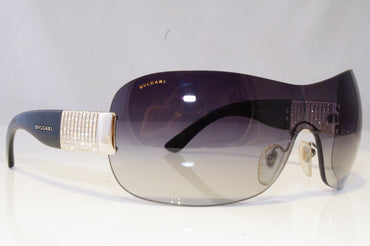 BVLGARI Womens Diamante Designer Sunglasses Black Shield 6030 102/8G 20408