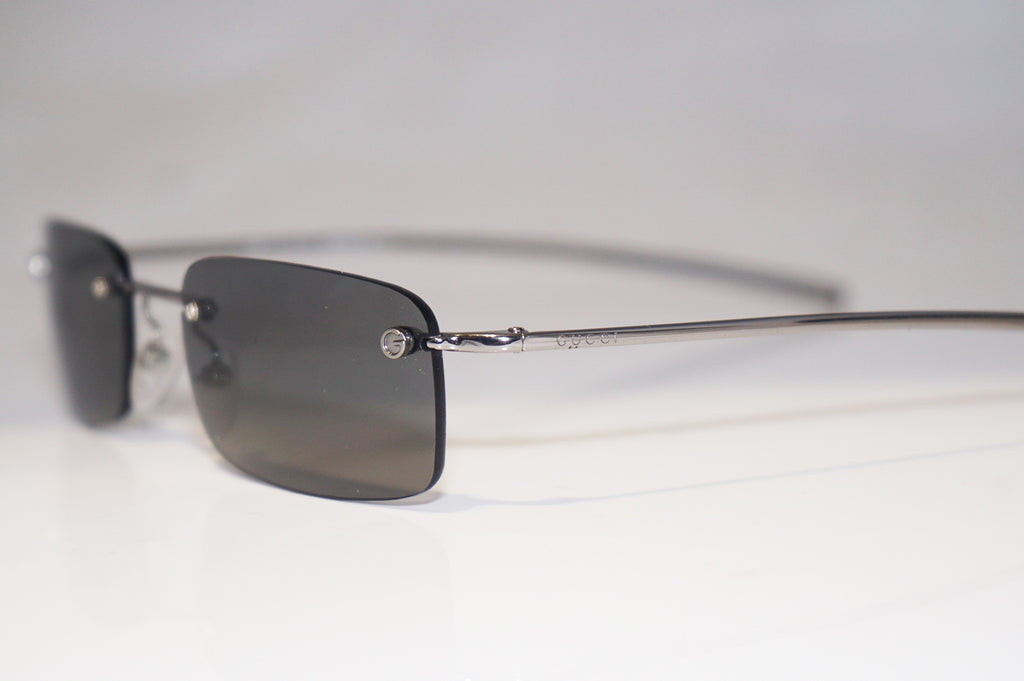 GUCCI Vintage Mens Designer Sunglasses Silver Rectangle GG 1715 6LBCE 15477
