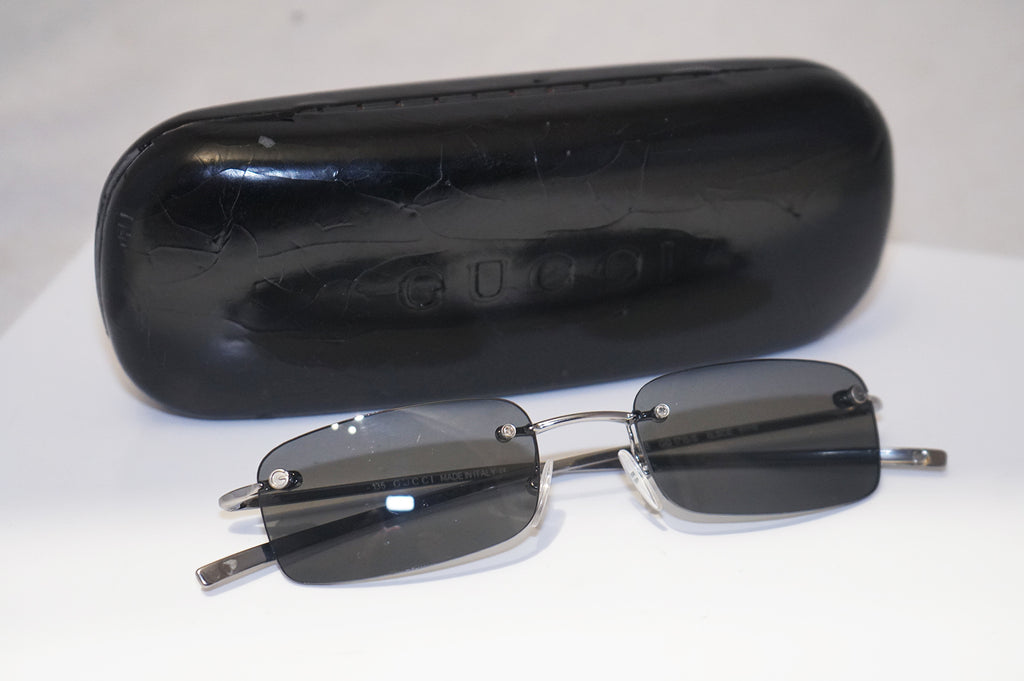 GUCCI Vintage Mens Designer Sunglasses Silver Rectangle GG 1715 6LBCE 15477