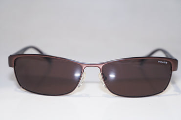 POLICE Mens Designer Sunglasses Brown Rectangle S8409 COL 0K03 15426
