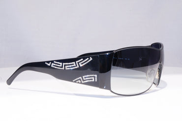 VERSACE Womens Diamante Designer Sunglasses Black Shield 2081-B 1009/8G 18859