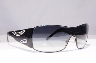 VERSACE Womens Diamante Designer Sunglasses Black Shield 2081-B 1009/8G 18859