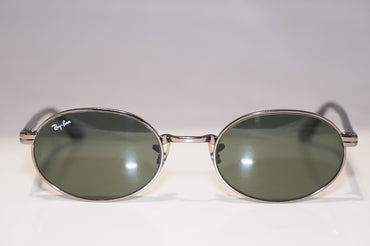 RAY-BAN 1990 Vintage Mens Designer Sunglasses Silver Oval W2187 00AW 15396