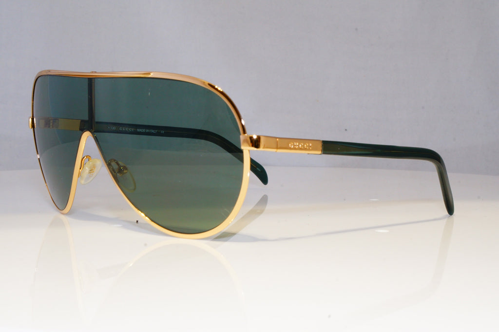 GUCCI Mens Vintage 1990 Designer Sunglasses Gold Shield PILOT GG 1650 T1R 20438